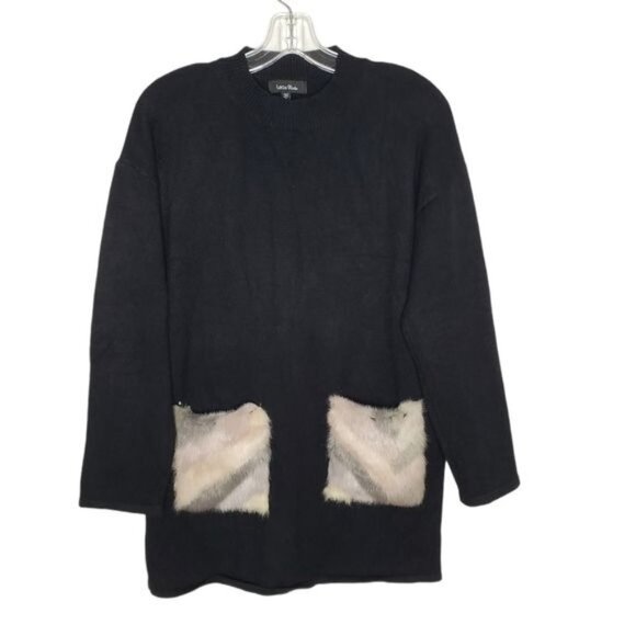 LEA & VIOLA Black Faux Fur Pocket Tunic Sweater - Picture 10 of 11